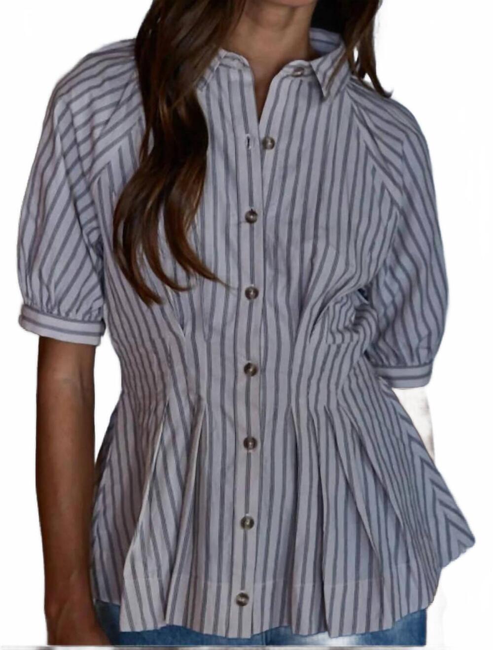 NEW BY TOGETHER cinched waist top in blue striped